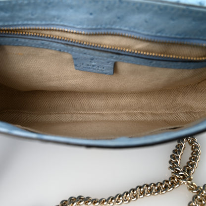 Gucci Ostrich Medium Soho Flap Crossbody Blue 5 of 11