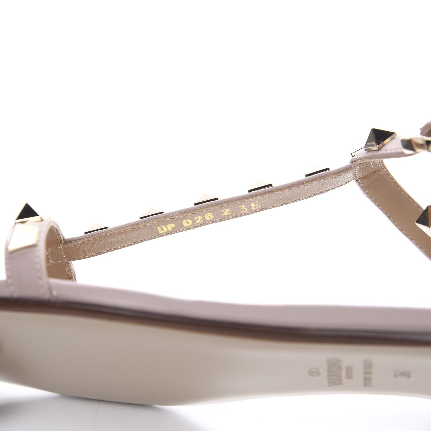Valentino Garavani Calfskin Rockstud Ankle T-Strap Flat Sandals 38 Poudre 8 of 10