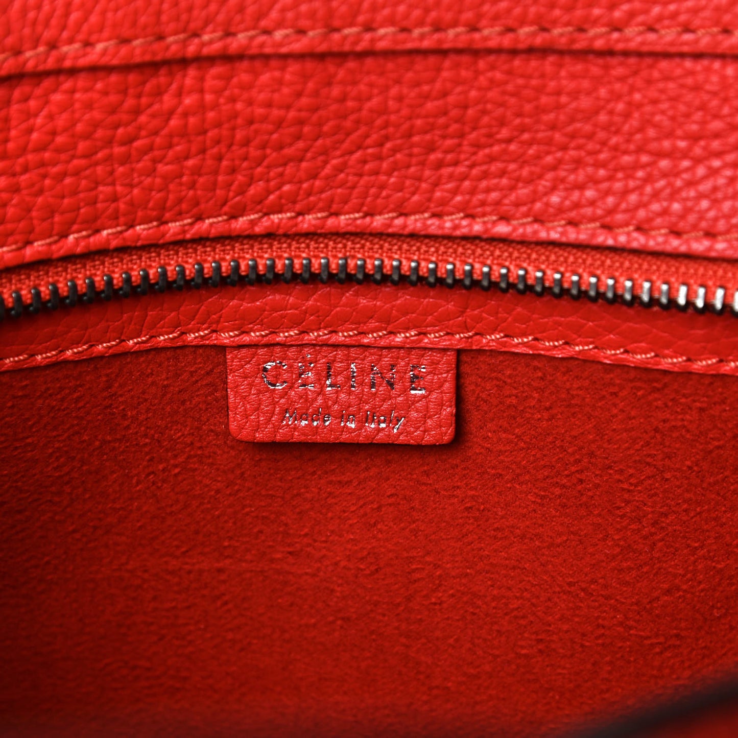 Drummed Calfskin Nano Luggage Vermillion