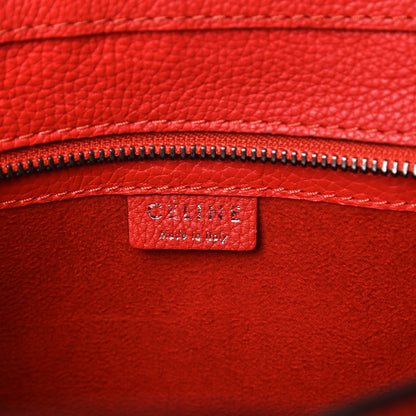 Celine Drummed Calfskin Nano Luggage Vermillion 6 of 12