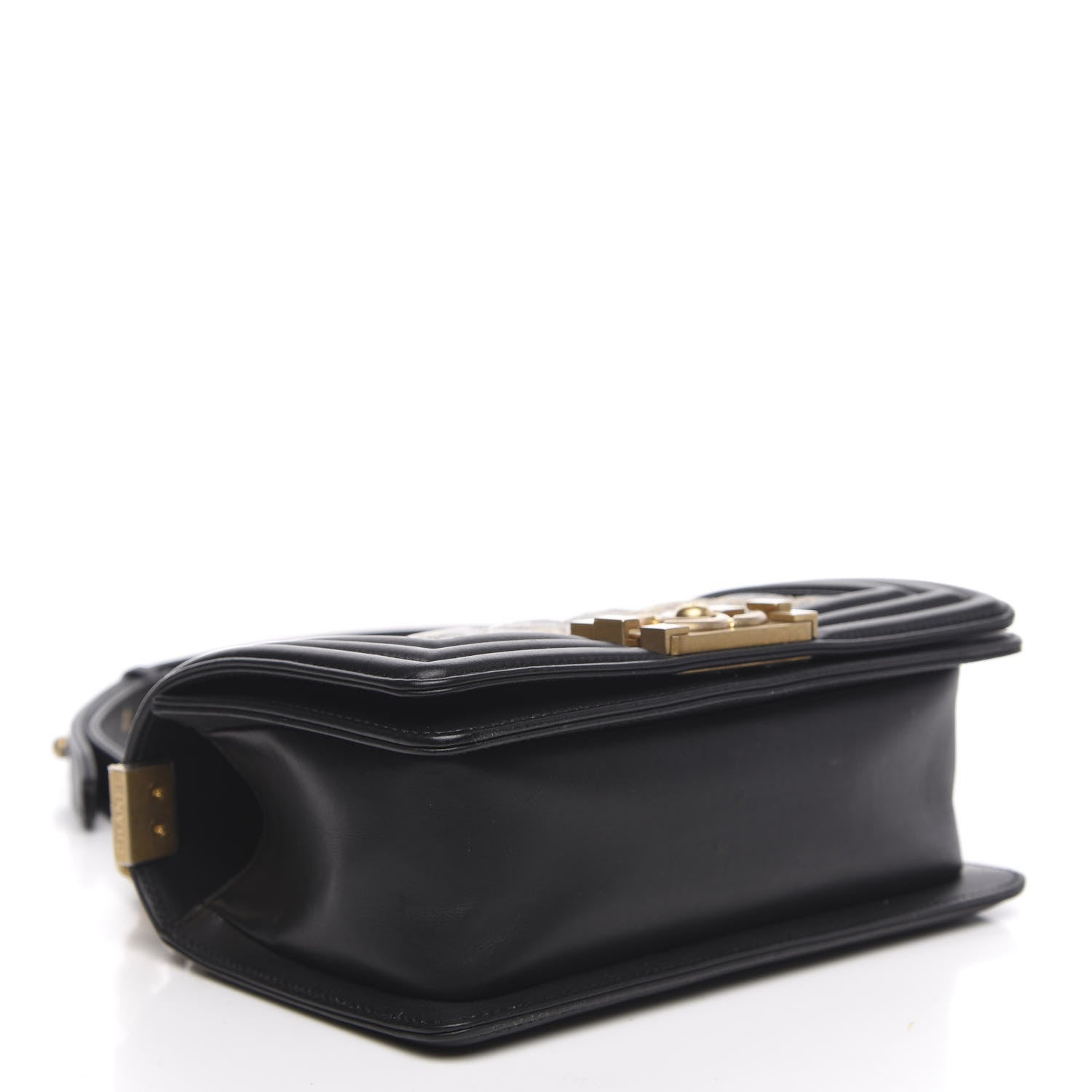 Chanel Metallic Crumpled Goatskin Small Boy Flap Black Gold 4 of 13