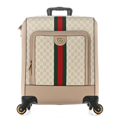 Gucci GG Supreme Monogram Textured Dollar Calfskin Web Small Savoy Cabin Trolley Beige Mystic White Oatmeal 1 of 10