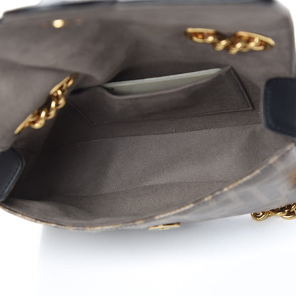 Fendi Glazed Fabric Vitello Century FF 1974 Stamp Patch Mini Double F Crossbody Bag Mogano Panna Black 5 of 11