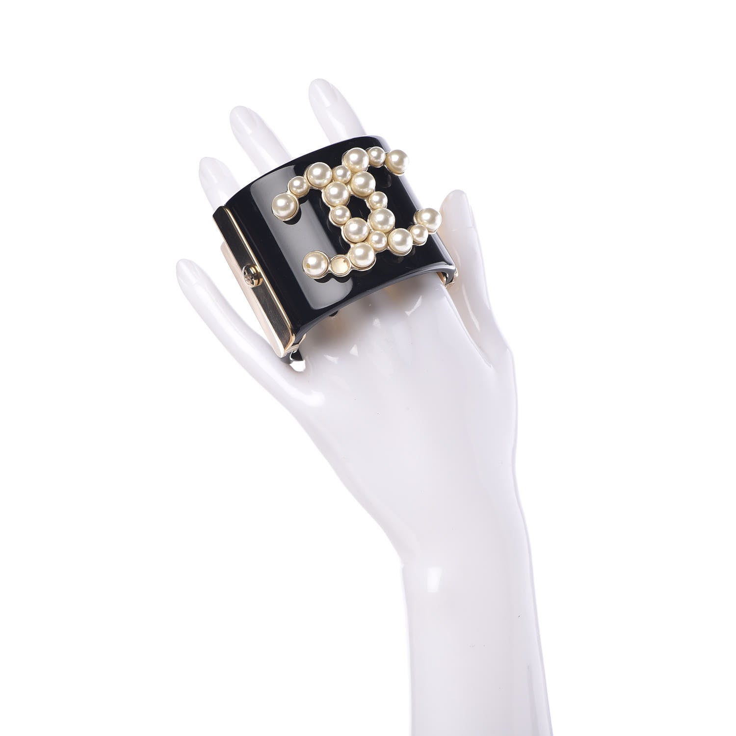 Chanel Resin Pearl CC Cuff Black 2 of 10