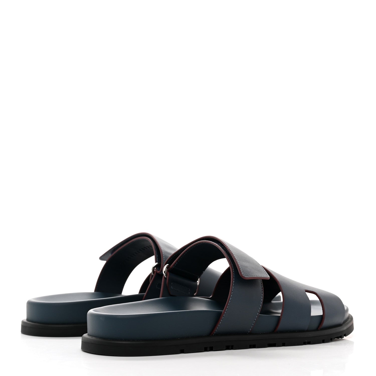 Hermes Calfskin Womens Chypre Sandals 41 Bleu Celeste Bordeaux 4 of 9