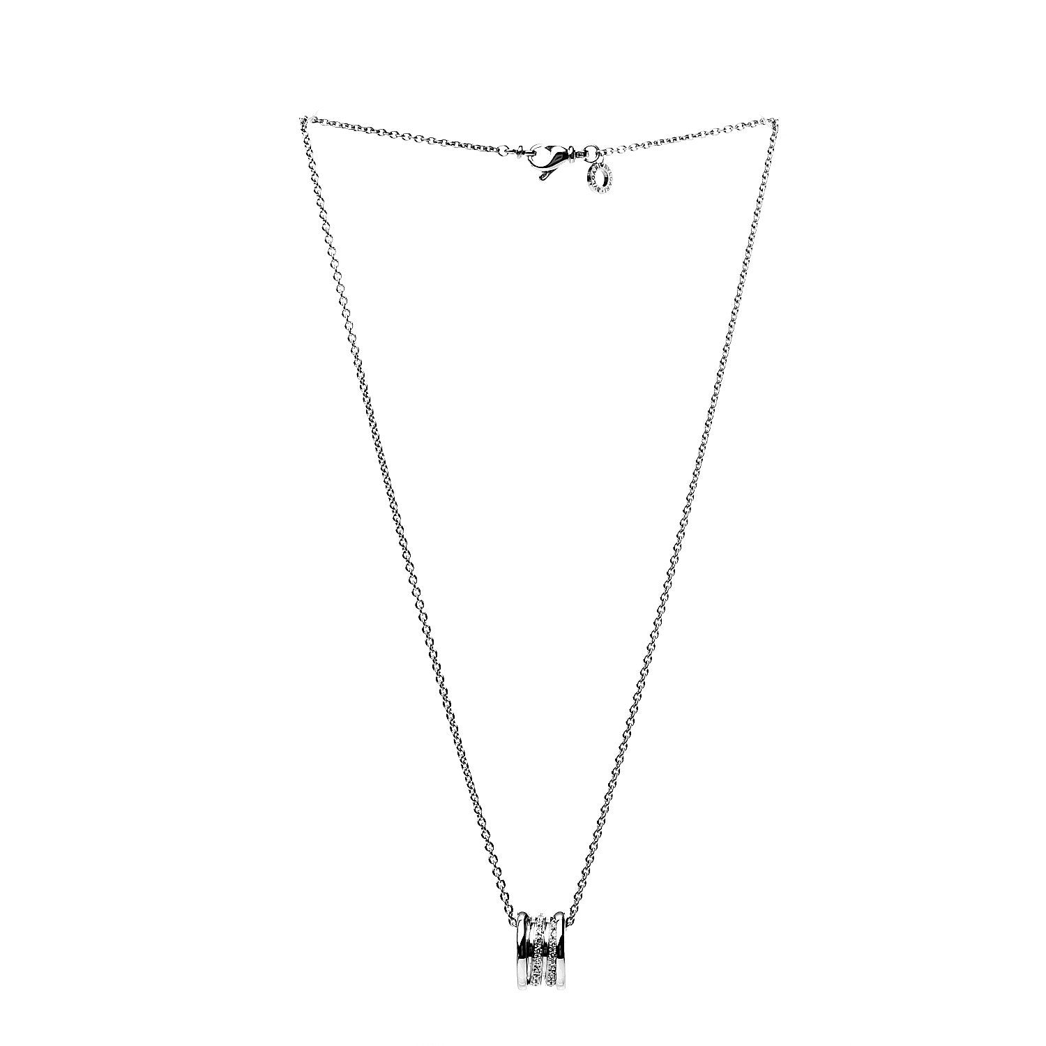 Bulgari 18K White Gold Diamond B.Zero1 Pave Pendant Necklace 2 of 5