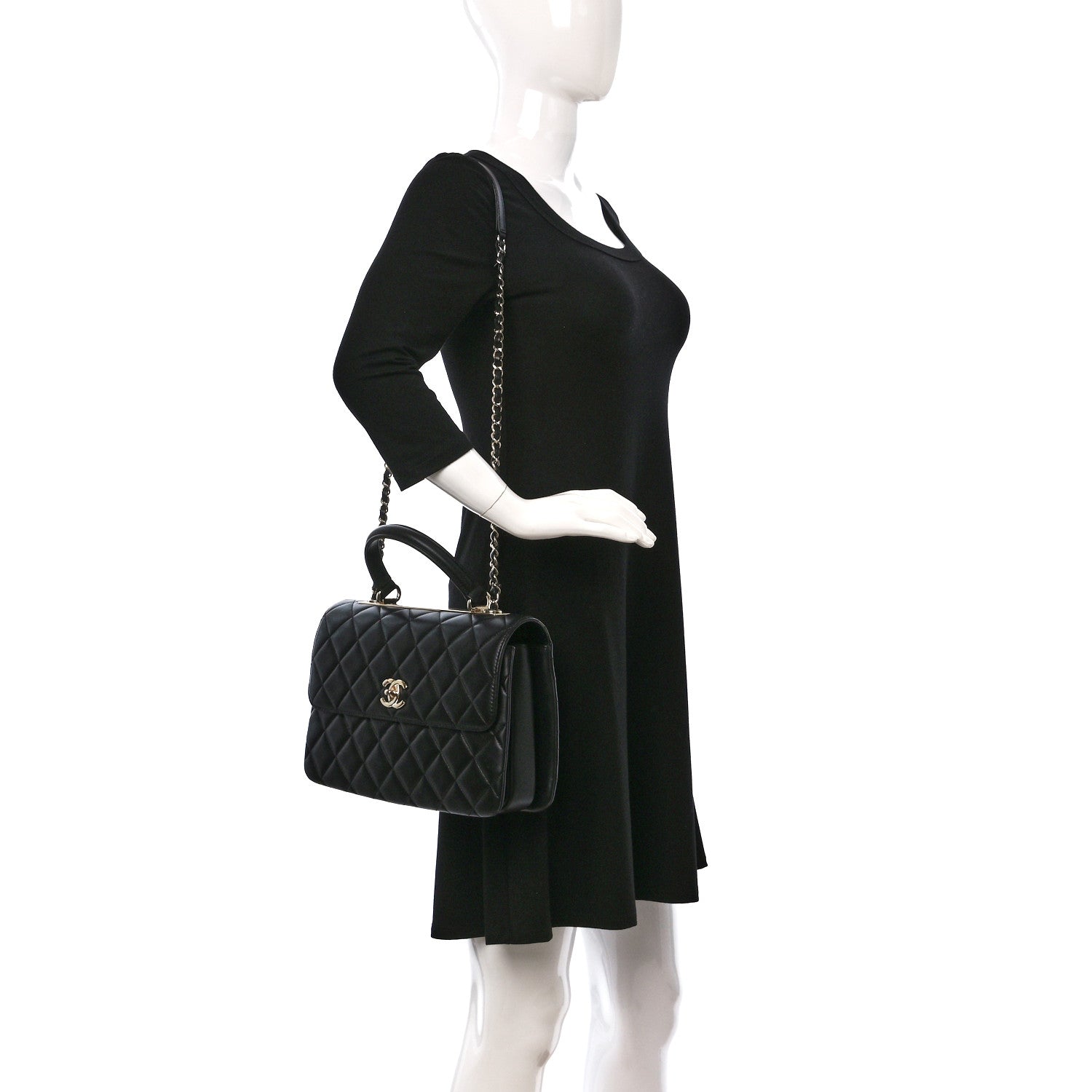 Chanel Lambskin Quilted Medium Trendy CC Flap Dual Handle Bag Black 2 of 10