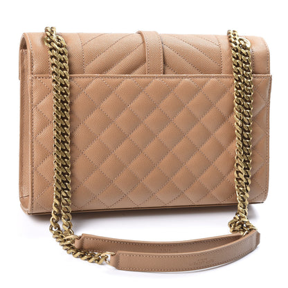 Saint Laurent Grain De Poudre Textured Mixed Matelasse Triquilt Medium Monogram Satchel Dune 2 of 9