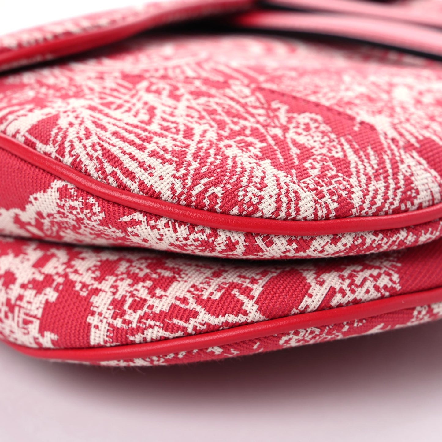 Canvas Reverse Embroidered Toile De Jouy Saddle Bag Red