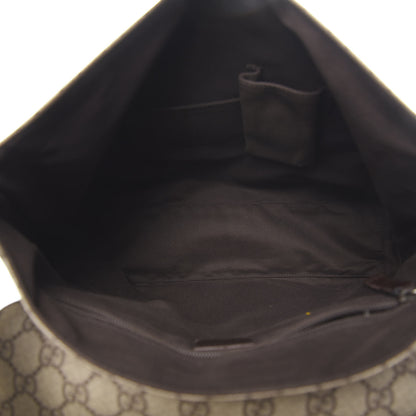 Gucci GG Plus Monogram Large Double Buckle Flap Messenger Bag Beige Dark Brown 5 of 11