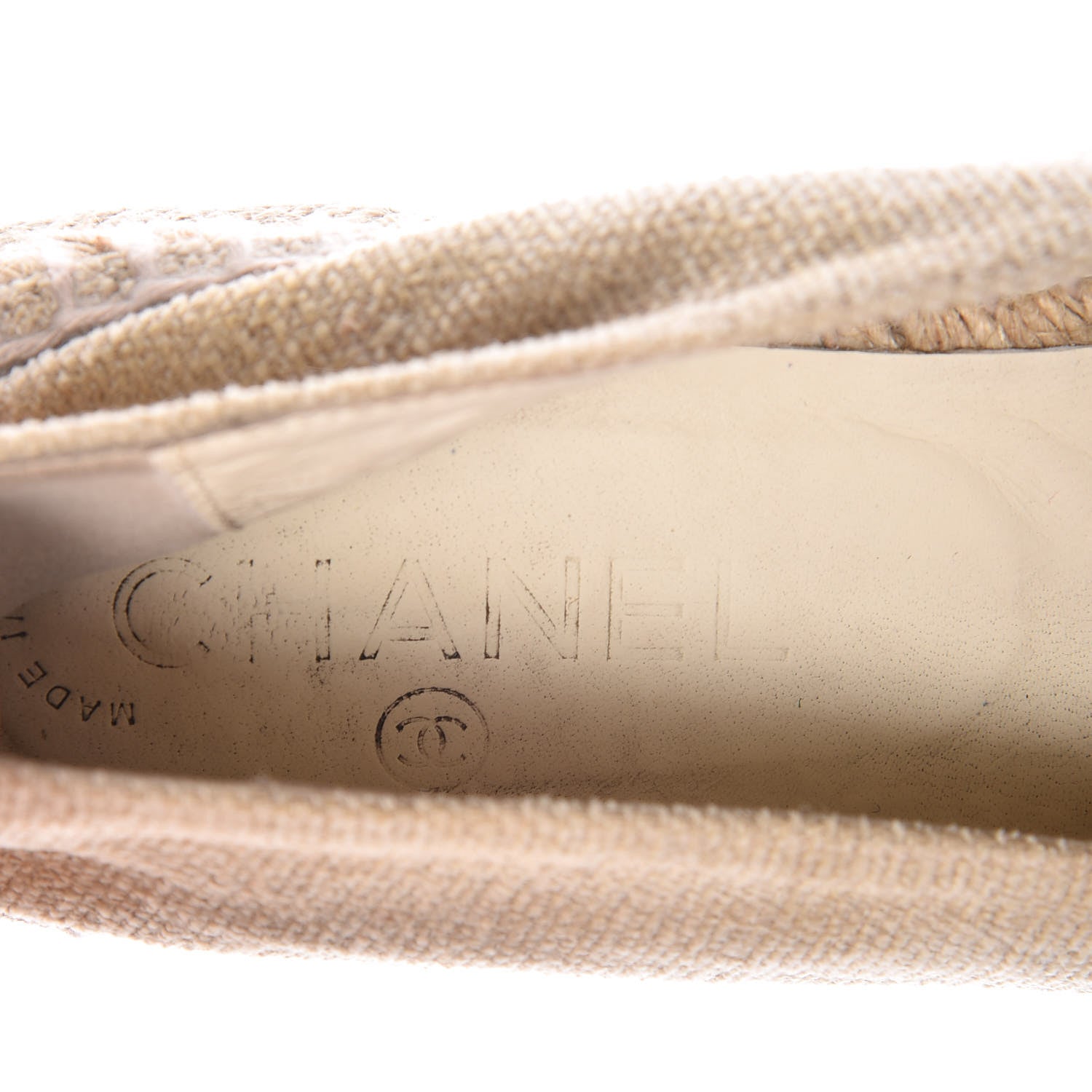 Chanel Linen Sequin CC Espadrilles 36 Beige Black 10 of 13