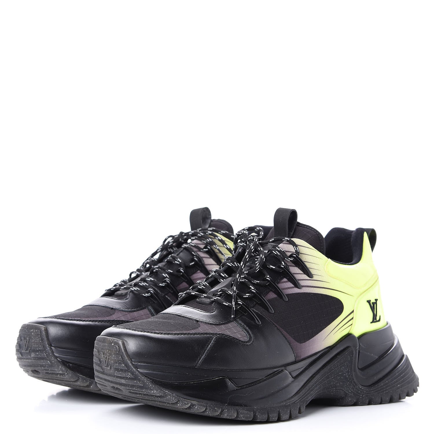 Louis Vuitton Calfskin Run Away Pulse Sneakers 7 Black Yellow 3 of 11