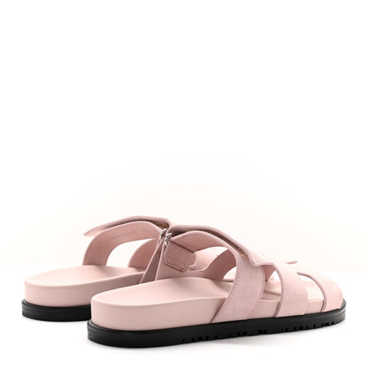 Hermes Suede Goatskin Womens Chypre Sandals 38 Rose Porcelaine 4 of 9