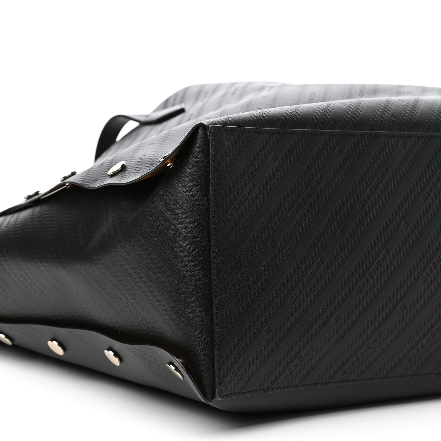 Calfskin Chain Embossed Large Bond Shopper Tote Black