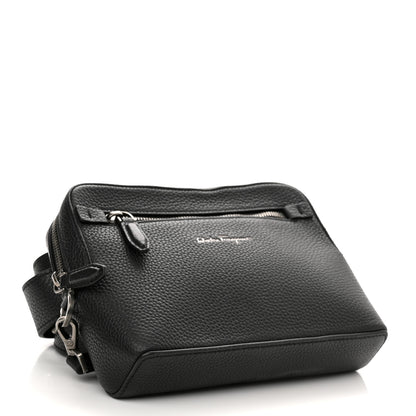 Salvatore Ferragamo Grained Calfskin Zip Around Convertible Bag Black 4 of 9