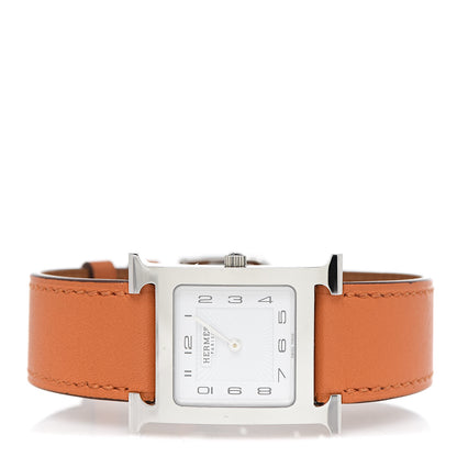 Hermes Stainless Steel Swift 26mm Heure H Hour Quartz Watch Orange 4 of 8