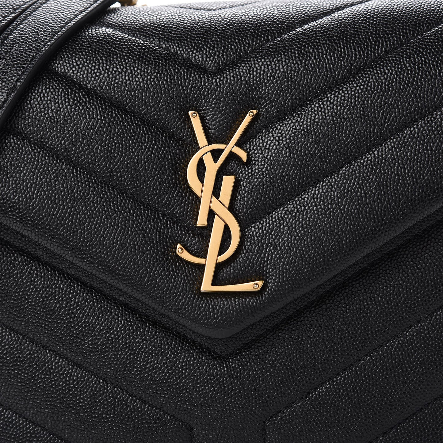 Grain de Poudre Calfskin Y Quilted Monogram Small Loulou Chain Satchel Black