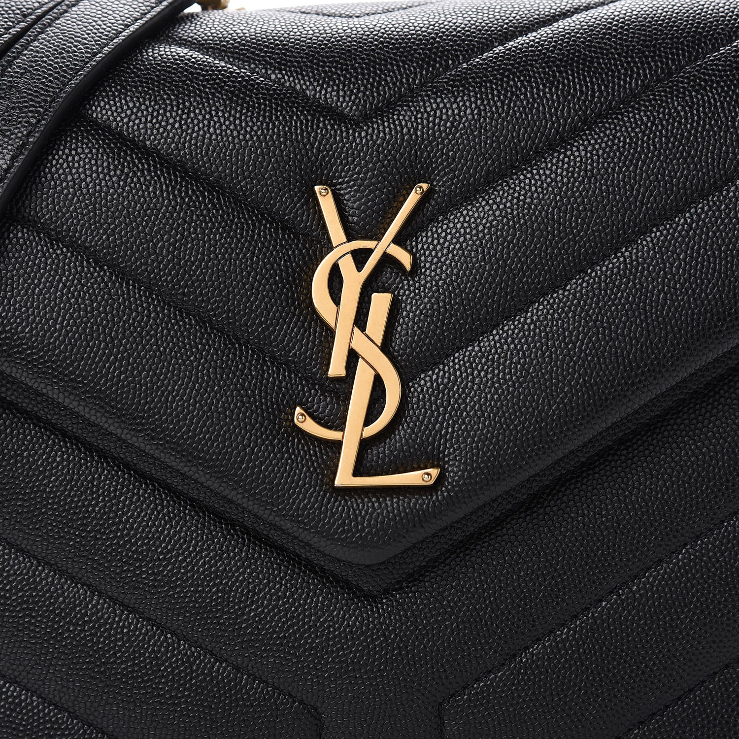 Saint Laurent Grain de Poudre Calfskin Y Quilted Monogram Small Loulou Chain Satchel Black 11 of 12