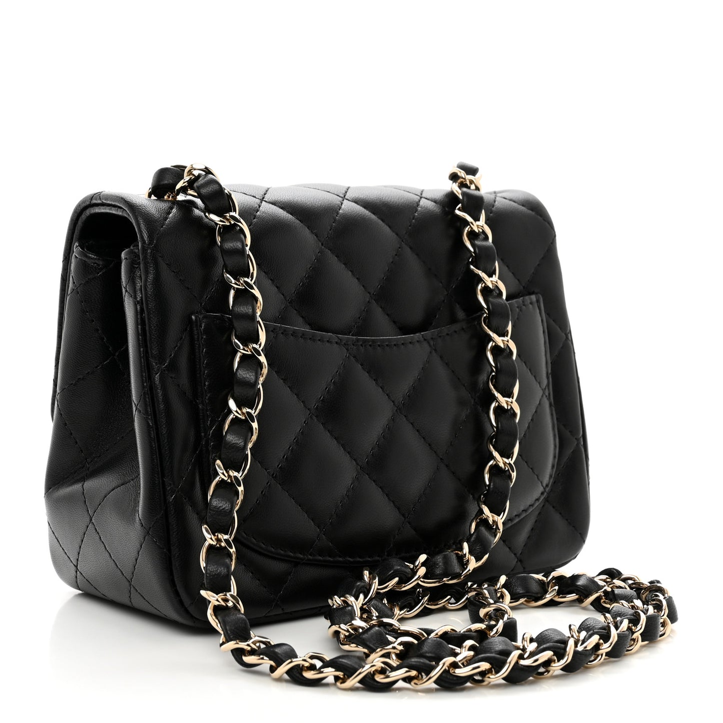Lambskin Quilted Mini Square Flap Black