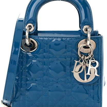 Christian Dior Patent Cannage Mini Lady Dior Blue 7 of 9