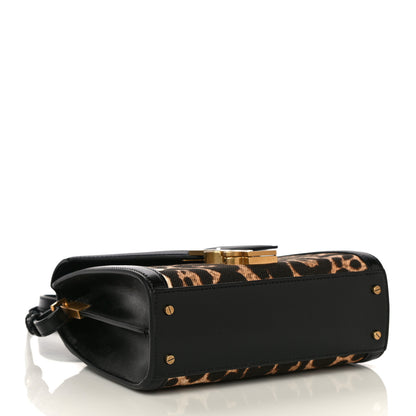 Saint Laurent Canvas Leopard Print Mini Classic Monogram Cassandra Top Handle Black 4 of 9