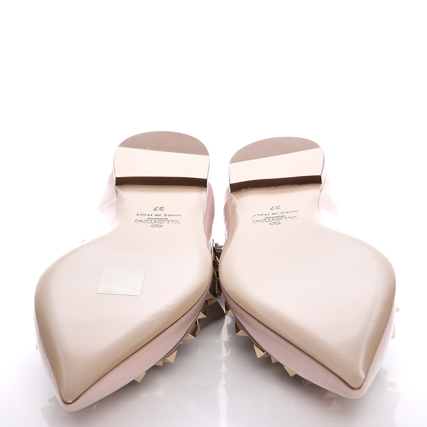 Patent Rockstud Cage Ballerina Flats 37 Water Rose Poudre