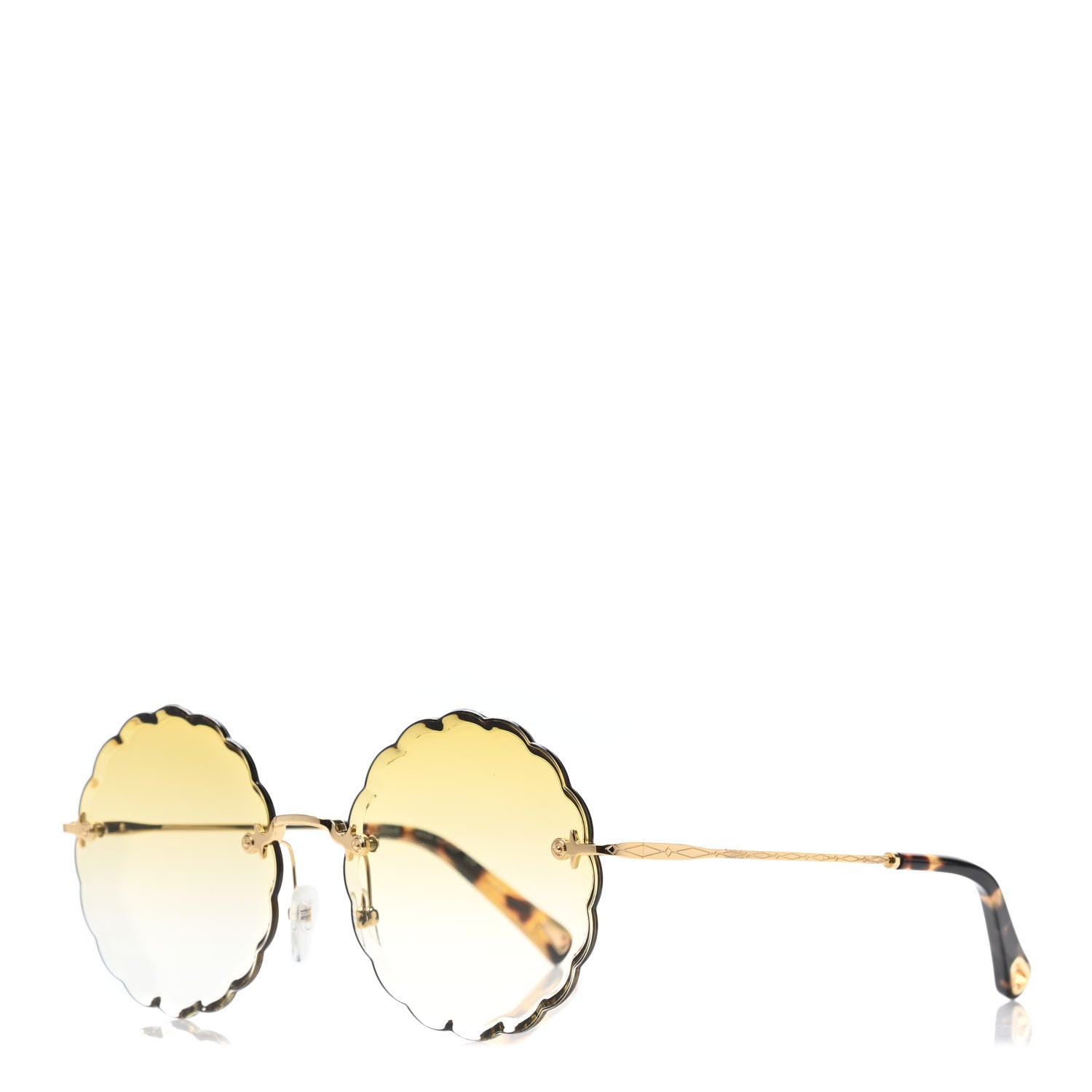 Chloe Rosie Bevelled Round Sunglasses CE142S Gold Gradient Yellow