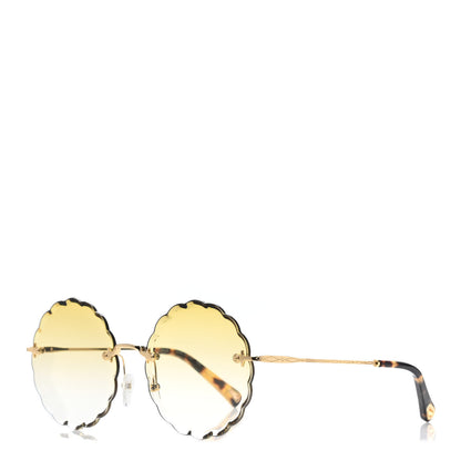 Chloe Rosie Bevelled Round Sunglasses CE142S Gold Gradient Yellow 1 of 4