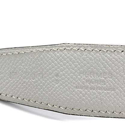 Hermes Epsom Box 32mm Strie H Belt 80 32 White Bleu Indigo 5 of 8