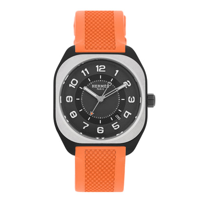 Hermes DLC Coated Titanium Rubber 39mm H08 Automatic Watch Orange 1 of 5