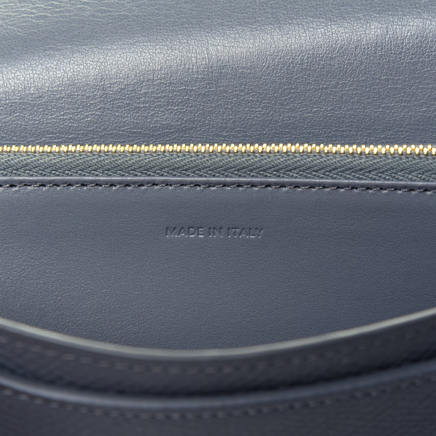 Grained Calfskin Large Flap Wallet Grey