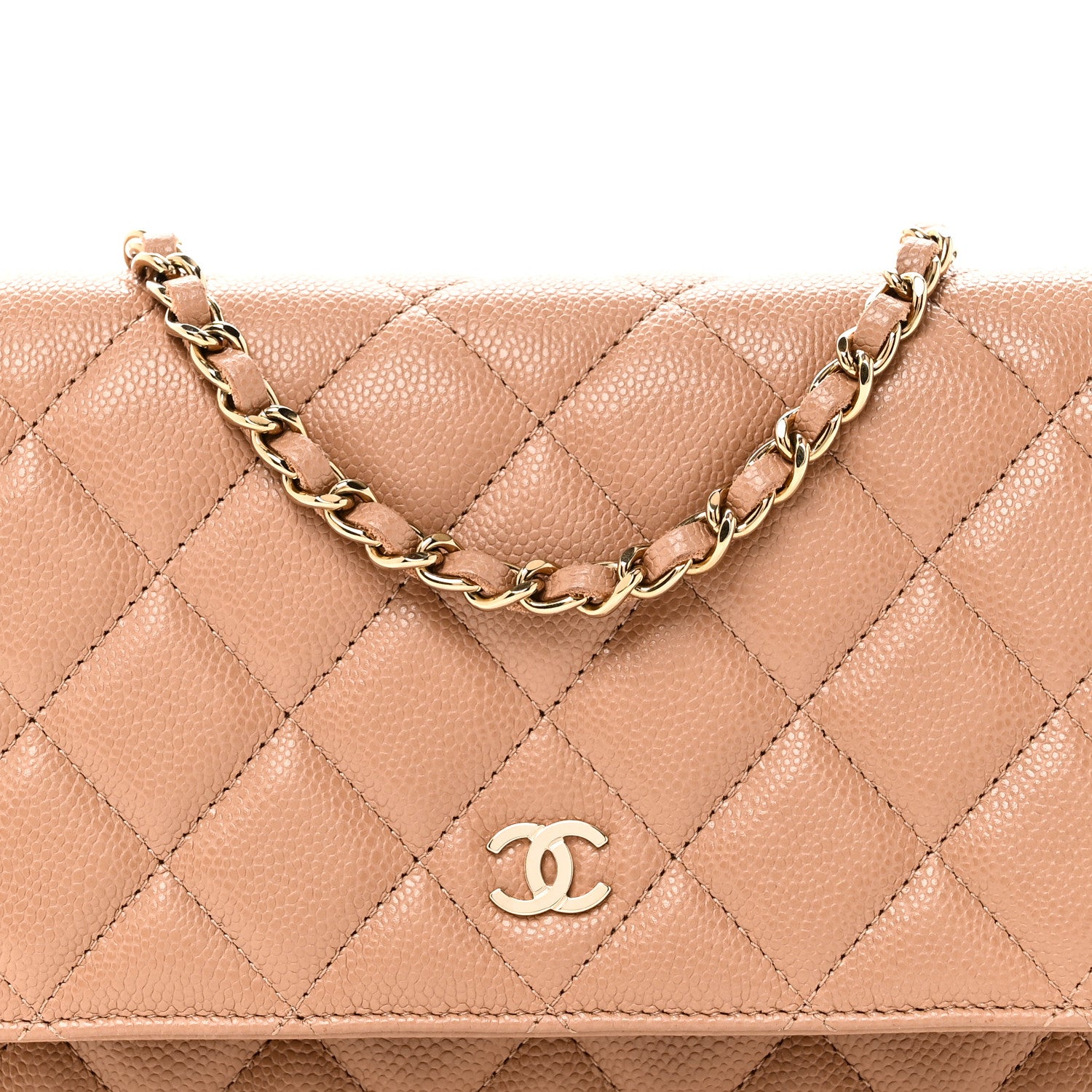 Chanel Caviar Quilted Wallet on Chain WOC Dark Beige 9 of 12