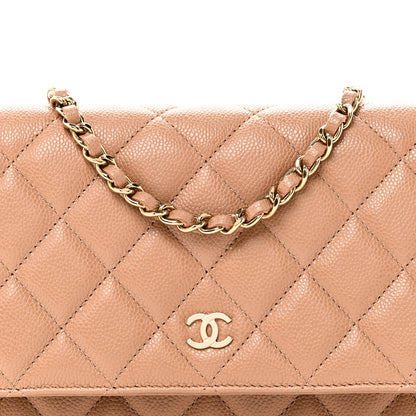 Chanel Caviar Quilted Wallet on Chain WOC Dark Beige 9 of 12