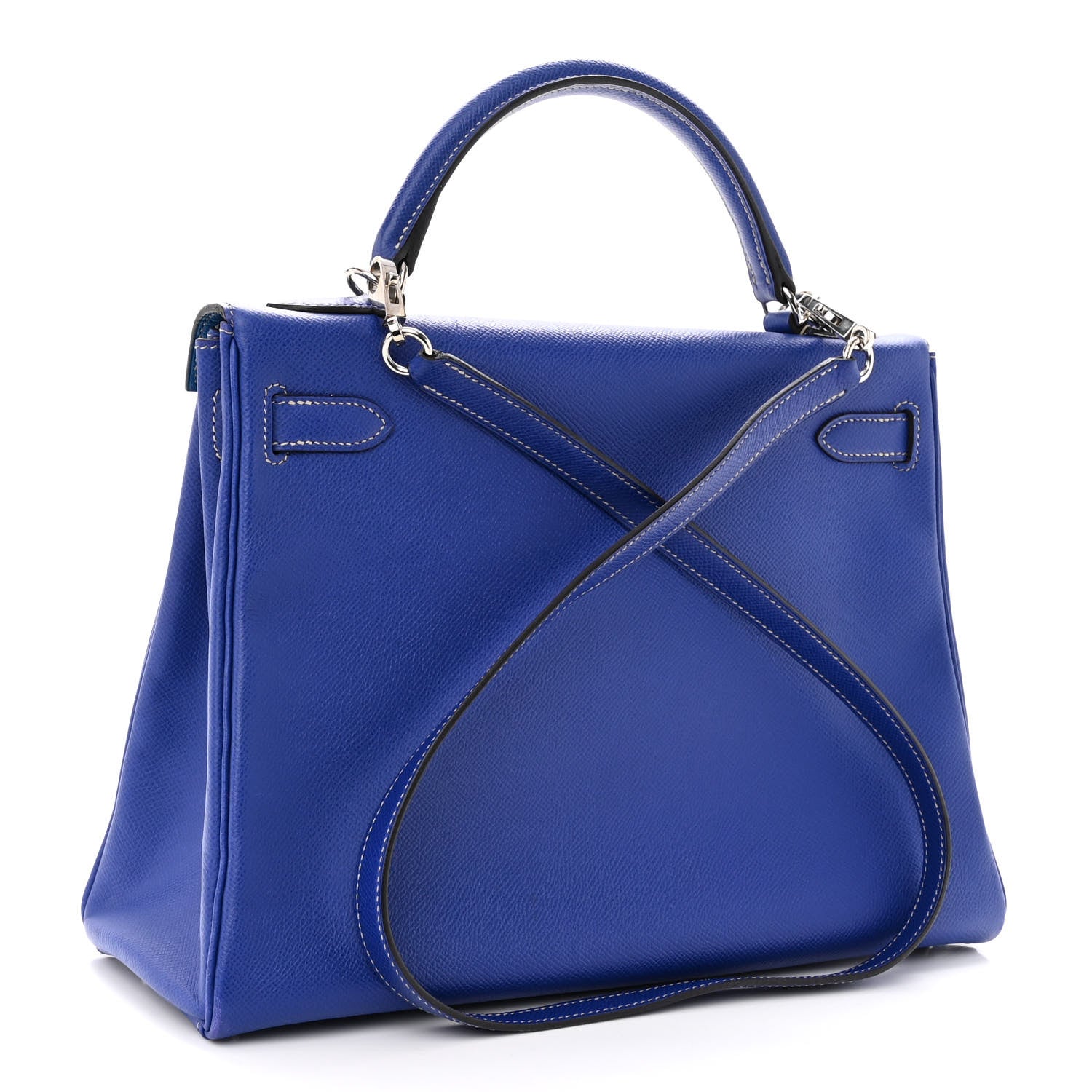Hermes Epsom Candy Kelly Retourne 32 Bleu Electrique Mykonos 3 of 12