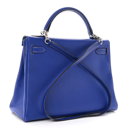 Hermes Epsom Candy Kelly Retourne 32 Bleu Electrique Mykonos 3 of 12