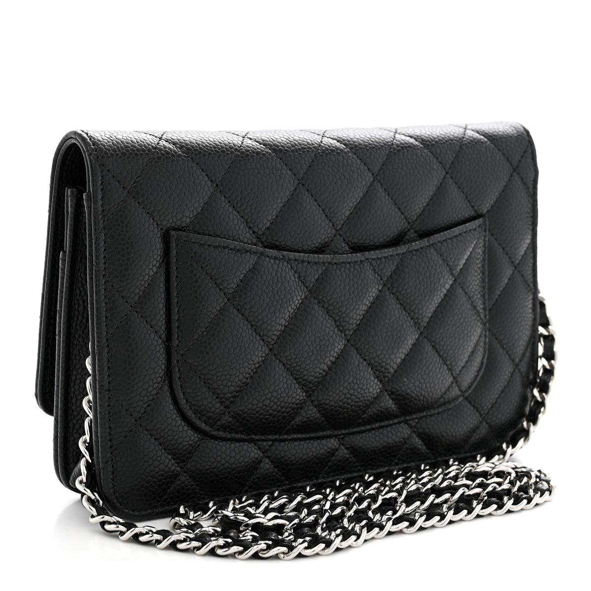 Caviar Quilted Wallet on Chain WOC Black