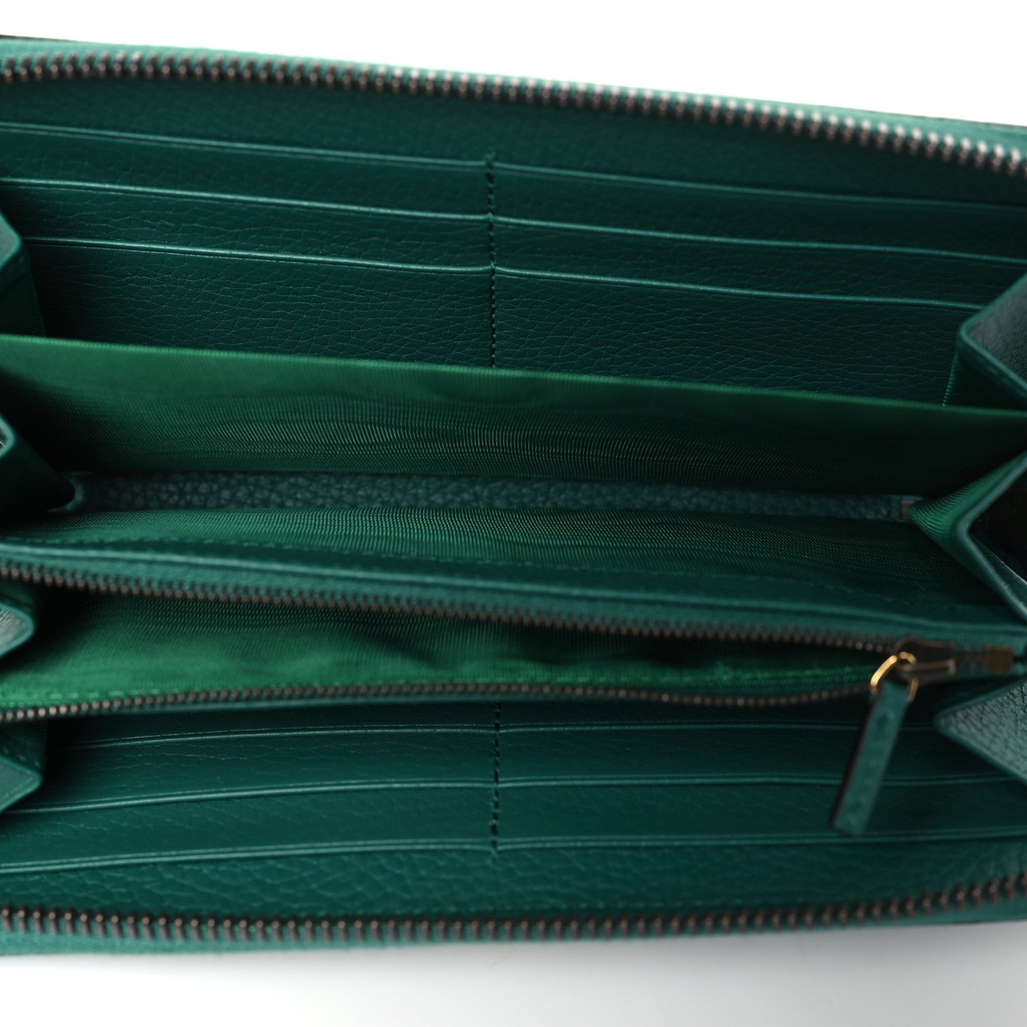 Gucci Piuma Calfskin Bamboo Double G Zip Around Wallet Emerald 5 of 8