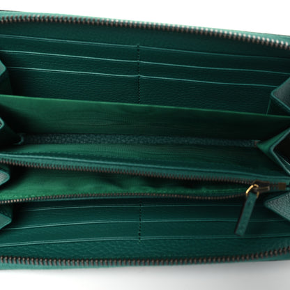 Gucci Piuma Calfskin Bamboo Double G Zip Around Wallet Emerald 5 of 8