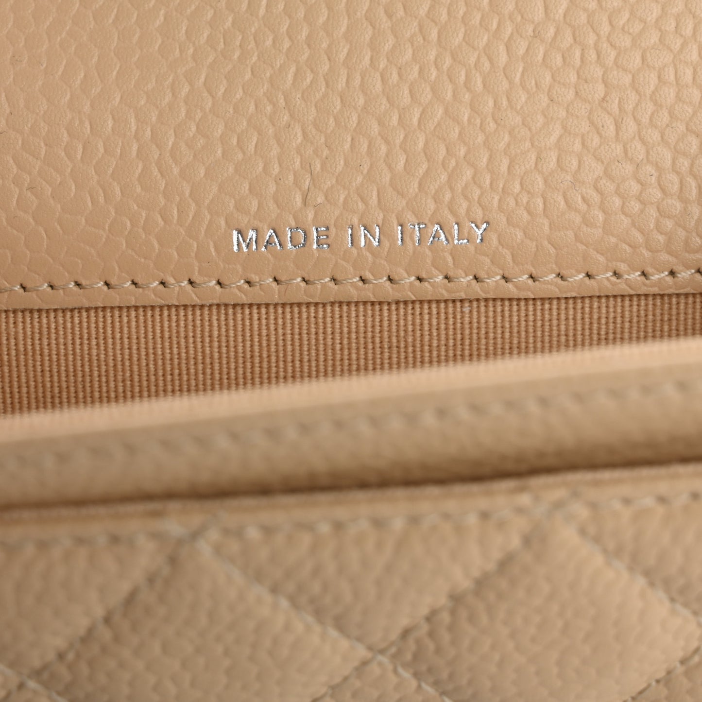 Caviar Quilted Flap Card Holder Wallet Light Beige