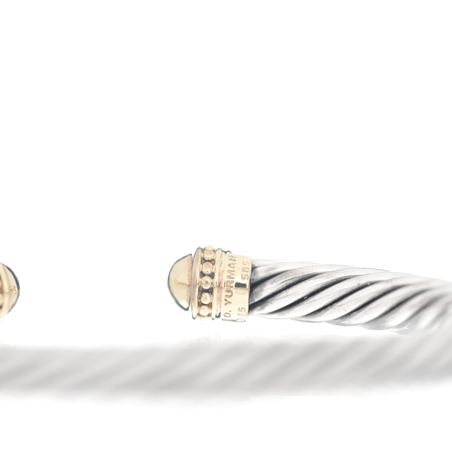 Sterling Silver 14K Yellow Gold 7mm Cable Classics Bracelet