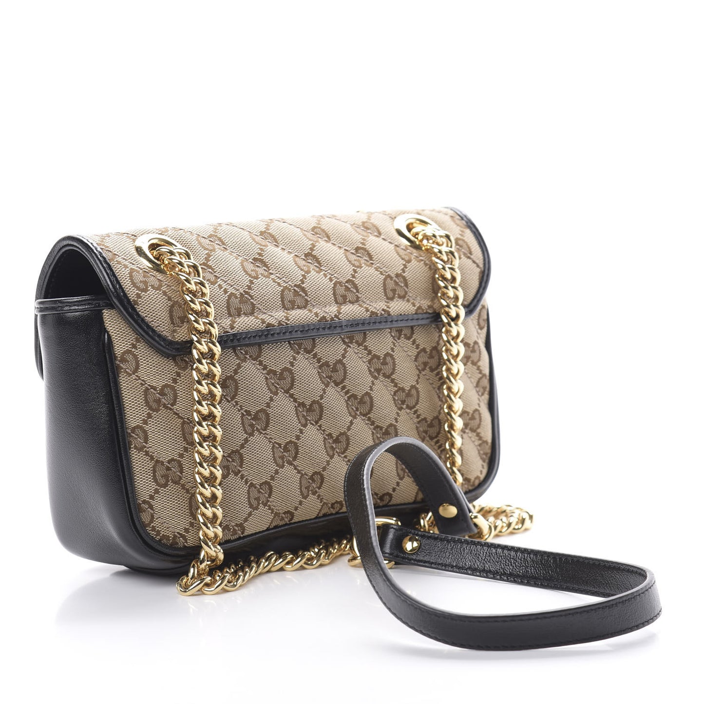 Monogram Matelasse Diagonal Mini GG Marmont Shoulder Bag Beige Black