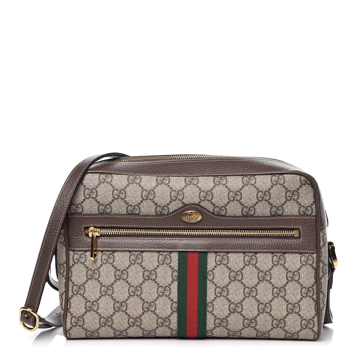 GG Supreme Monogram Web Small Ophidia Shoulder Bag Brown