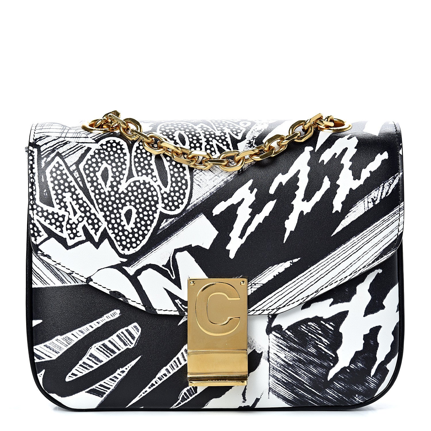 Celine Calfskin Zzhaa Printed x Christian Marclay Small C Bag Black White 1 of 10