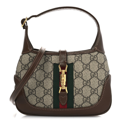 Gucci GG Supreme Monogram Azalea Calfskin Web Mini Jackie 1961 Hobo Beige Ebony Brown Sugar 8 of 11