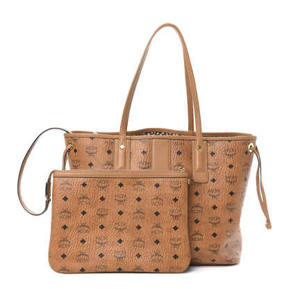 MCM Visetos Medium Liz Reversible Shopper Tote Cognac 1 of 14