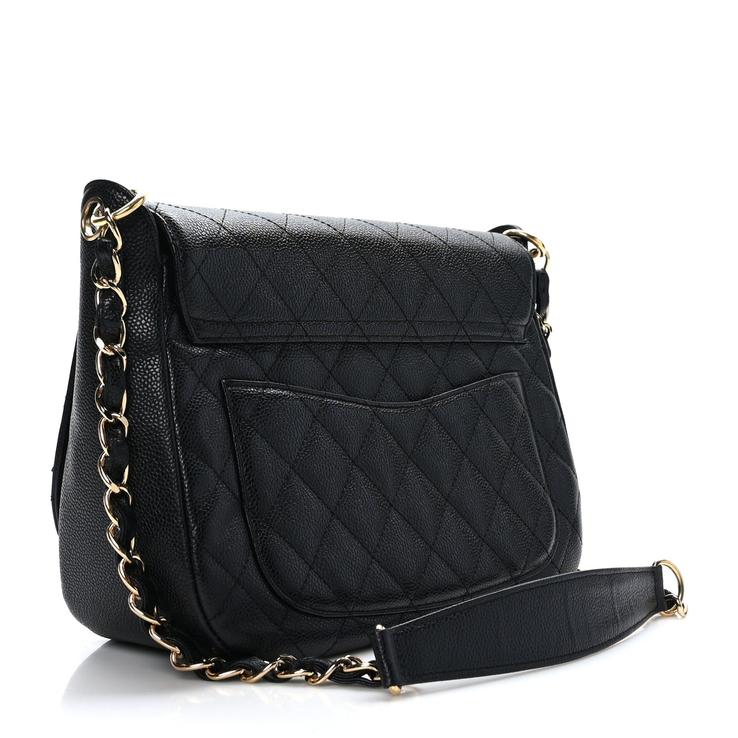 Caviar Quilted Timeless CC Messenger Flap Black