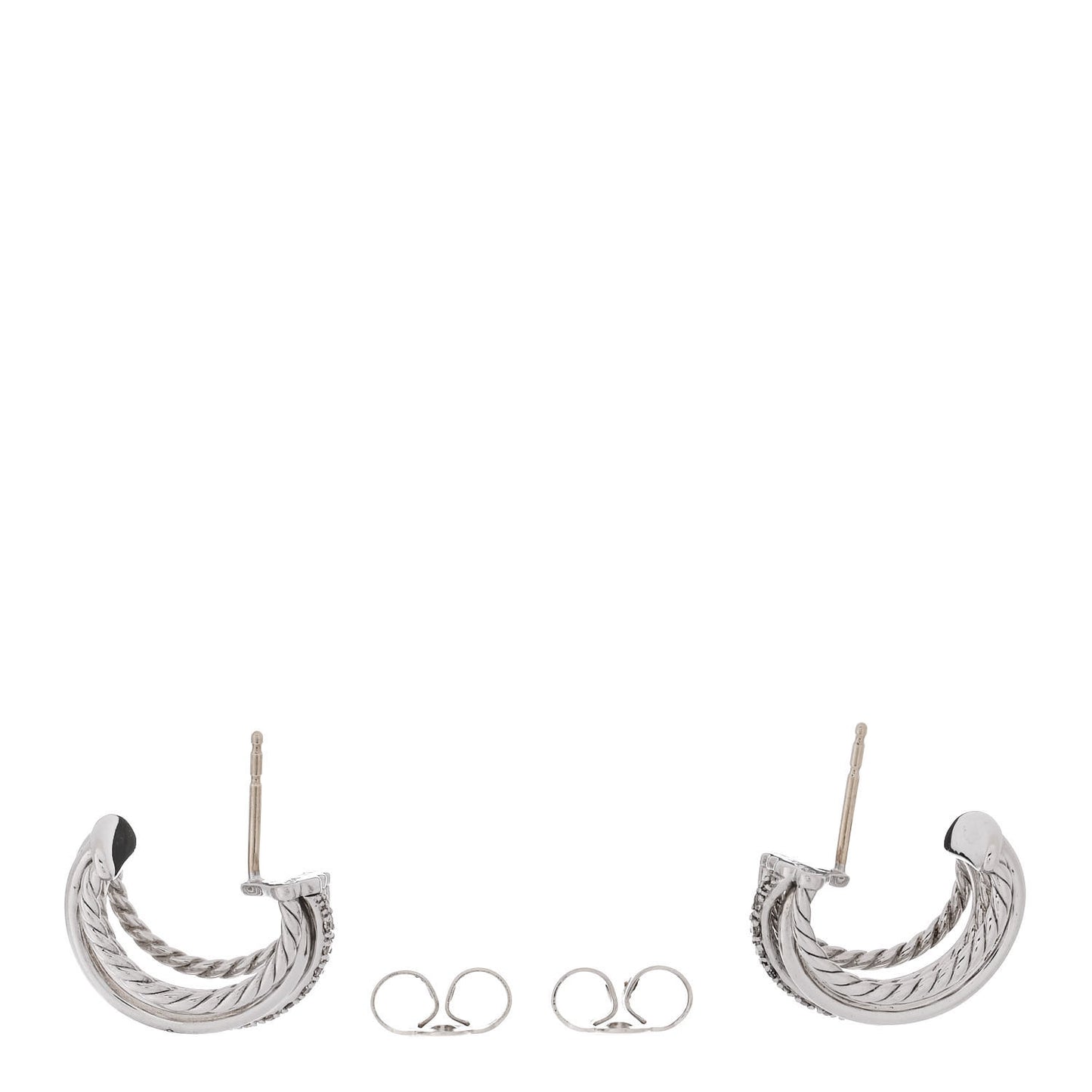 Sterling Silver Diamond 10mm Crossover Cable Hoop Earrings