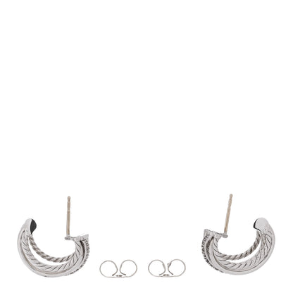 David Yurman Sterling Silver Diamond 10mm Crossover Cable Hoop Earrings 3 of 6