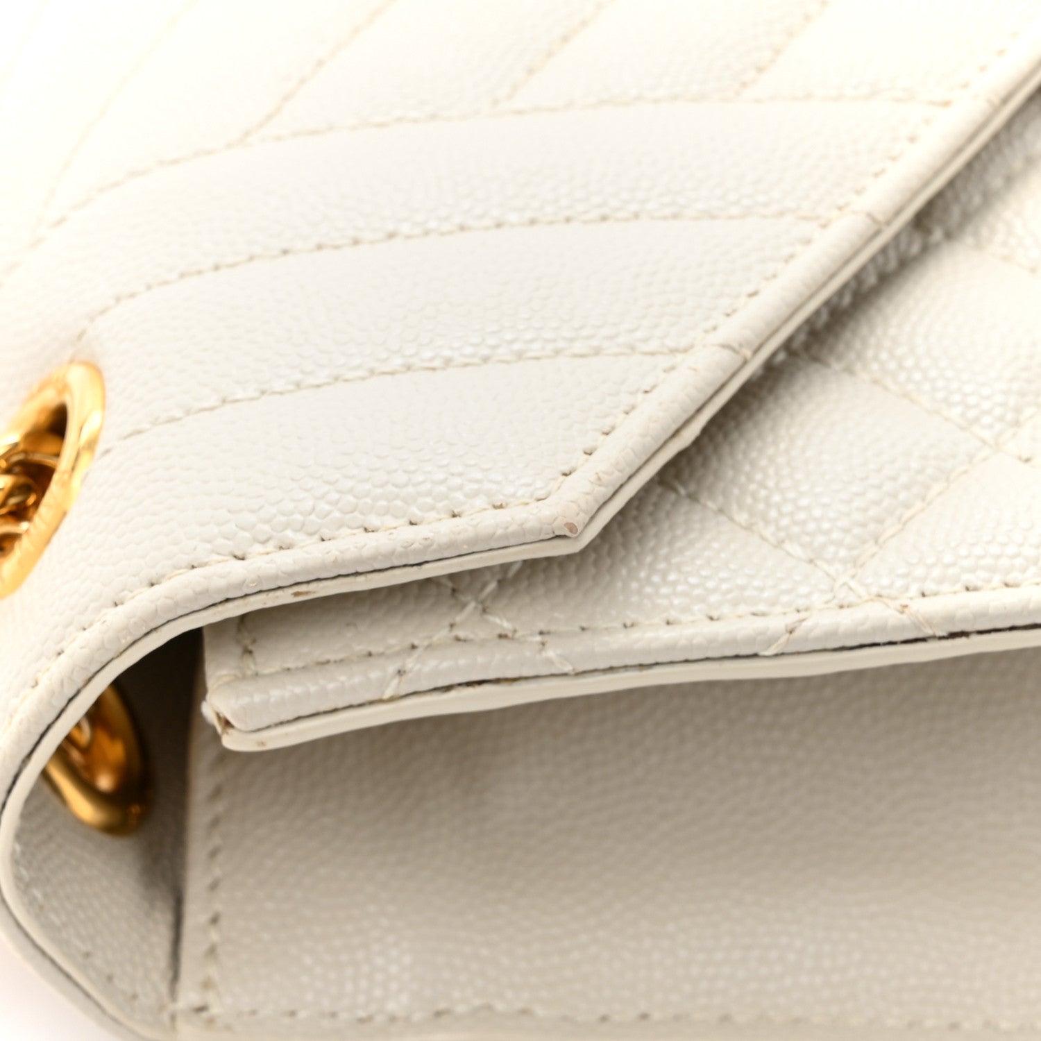 Saint Laurent Grain De Poudre Textured Mixed Matelasse Medium Triquilt Monogram Satchel Crema Soft 14 of 15