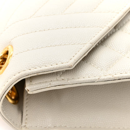 Saint Laurent Grain De Poudre Textured Mixed Matelasse Medium Triquilt Monogram Satchel Crema Soft 14 of 15